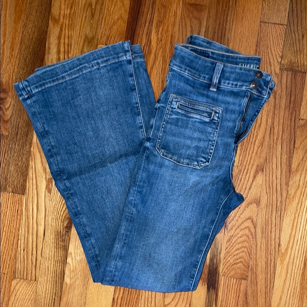 American Eagle Outfitters Blue Flare Wide Leg Jeans